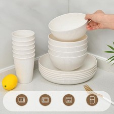 18-tlg Geschirrset 6 Personen schwarz, Kombiservice, Tafelservice, PP-Kunststoff