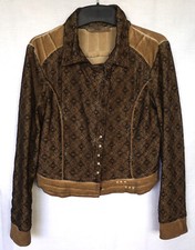 Jersey-Stretch-Jacke von BOTTEGA Gr. M 38 in ocker mit schwarzer Spitze Blazer