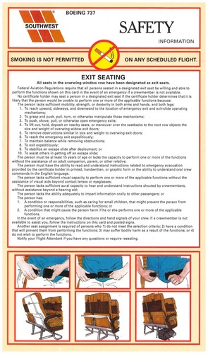 Safety card southwest - card,