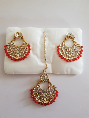 Braut maang tikka ohrringe set - maang,