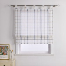 Transparent Raffrollo mit Schlaufen Leinen Raffgardine Küche Gardine ohne Bohren