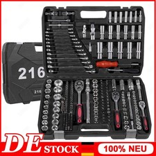 216tlg. Steckschlüssel Satz Ratschenkasten Nusskasten Werkzeug Koffer Set Nüsse
