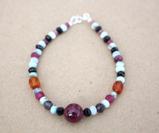 Top Larimar- Rubin Multicolor  Edelstein Armband,   19 cm, Silber (TNT-31 )