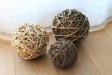 Dekokugel Geflecht 3er Set 15/13/9 Geflechtkugeln Naturdeko Weidenkugeln Weide