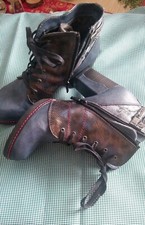 Mustang Stiefel Absatz Reißverschluss Vegan blau bunt  Ungetragen Gr. 40