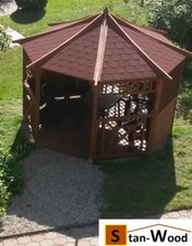 GARTENLAUBE HOLZ PAVILLON HOLZDACH 3,5m x 3,5m Schindeln ! GARTENHAUS 