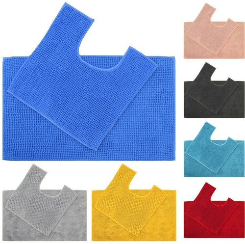 Chenille bommel badematten set - chenille,
