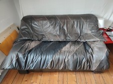 Schlafsofa, Gästebett ,Schwarz, Leder, Gebraucht ,Zum Ausziehen 