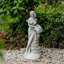 Venus mit Wasserlauf Steinfigur Statue 69 cm 19 kg Grau Weißbeton frostsicher