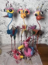 5 Gartenfiguren Vogel Vögel Deko Metall Gartendeko