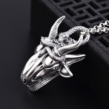 A26 Anhänger Ziegenkopf mit Schlange Sterling Silber 925