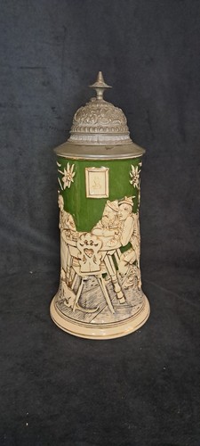 Alter bierkrug mit - bierkrug, zinndeckel