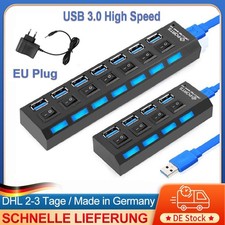 USB 3.0 Hub 4/7 Port Splitter Adapter mit Aktiv Netzteil Verteiler für PC Laptop