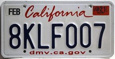 California Nummernschild USA Kennzeichen US Auto Schild Kalifornien : 8 KLF 007