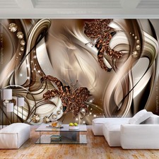 Ornamente Braun Diamant VLIES FOTOTAPETE 3D WOHNZIMMER TAPETE WANDBILD XXL