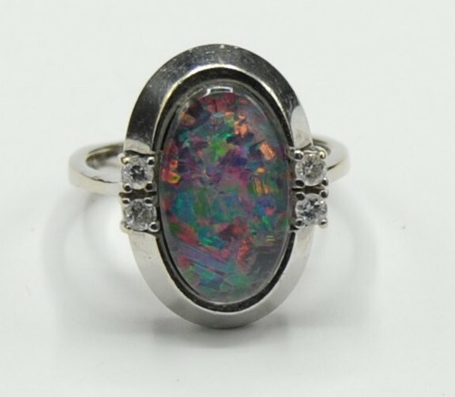 Weißgold opal triplette - weißgold,