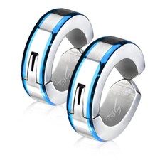 Fake Creolen CLIP Ohrstecker Silber Klappcreolen Rose Gold Blau Schwarz