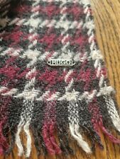 139€ HUGO Boss Schal Winter Schwarz Bordeaux Rot Weiß Kariert Stola Damen Herren