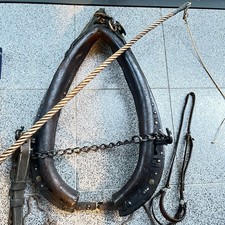 Antik Original Pferde Kummet Geschirr Kumt Kumet Ochsen Leder Holz Rute Deko