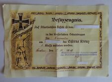 Sammleranfertigung: Besitzzeugnis Urkunde EK Eisernes Kreuz 1. Klasse Kamerun