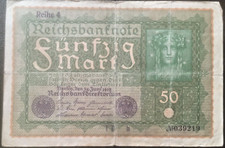 50 Mark Reichsbanknote 1919 Reihe 4 Banknote Inflation! #24.11.I