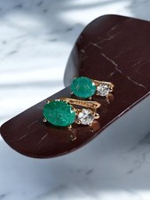 Luxus 585rg Gestempelte Ohrringe, Smaragd, Rolled, 4.2 Gr. Neu
