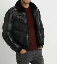 Herren Ace Puffer Lederjacke