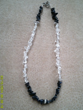 Kette Splittersteine Mineralien Bergkristall/Blaufluß Handarbeit