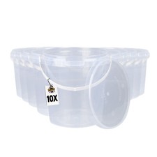 1l Eimer mit Deckel Transparent rund 10x Kunststoff lebensmittelecht luftdicht