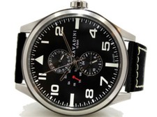 Cavadini Herrenuhr Fliegeruhr Kalenderuhr Tag-Datum, Edelstahl, Arabisch CV-1003