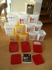 12 LEERE Eimer Kunststoff weiß gelb beige Deckel Henkel Gastro Aufbewahrung  5Kg
