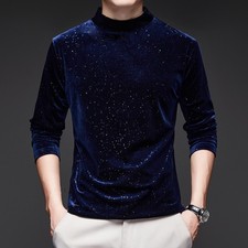 Herren Samt T-Shirt Top Shirs