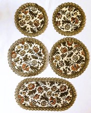 5-er Set Brokat Zierdeckchen - Platzdeckchen - rund 20 und 24 cm - oval 20x37 cm