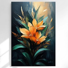 Blumen Blätter Pflanzen Leinwand Bild Abstrakt Wandbilder XXL Wohnzimmer 6080A