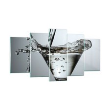 Wandbilder 160x85cm 5 tlg Glasbild Glas Wasser Mineralwasser Blasen XXL Bilder