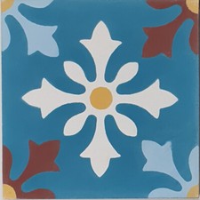 Zementfliese Flora petrol bunt