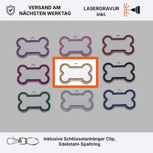 Hundemarke knochen glitzer mit - hundemarke,
