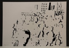 Peter Angermann (*1945 Rehau) - Leben in der Stadt - SW-Lithographie - 6/197