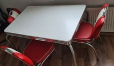 Retro Diner Tisch + 3 Stühle rot/weiß 50er Jahre Stil Vintage 