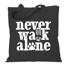 Stoffbeutel Baumwolltasche Jutebeutel Lange Henkel Hunde Motiv NEVER WALK ALONE