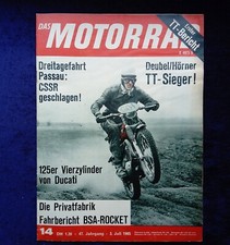 Das Motorrad 14/1965,  TT-Bericht, BSA  A65, MZ Werbung 1965