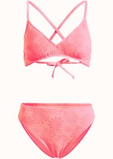 Neu 2-tlg Set Bustier Bikini Gr. 40 Neon Pink Damen Schwimmanzug