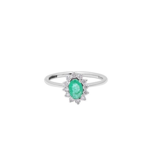 Natural emerald diamant halo - emerald,