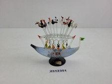 Bowle Spieße-Halter Boot Lauscha Glas DDR Glas-Markierer 12 Spieße #2512351