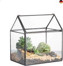  NCYP 15,5x11x16 cm Kleines Geometrisches Terrarium, Haus-Form, Glas, 