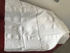 1 weißer alter antiker Leinen ? Bettüberwurf  Tagesdecke Weisswäsche