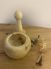 Mörser mit Stößel als Deckel Alabaster Stein Marmor  Vintage Mid Century  
