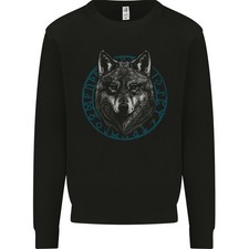 Ein Wolf In Wikinger Symbolen Text Valhalla Herren Sweatshirt Pullover