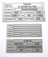 Typenschild pkw kfz - typenschild,