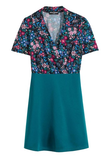 Kleid mit bedrucktem oberteil - kleid,